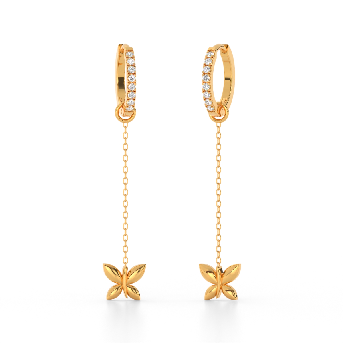 Gold Earrings Design in 2 Grams BUTTERFLY GOLD SUI DHAGA EARRINGS