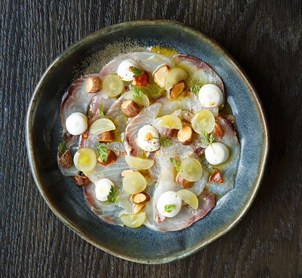 Cured red gurnard, almonds, grapes, sherry vinegar