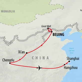 tourhub | On The Go Tours | Beijing & Hangzhou to Shanghai - 13 days | Tour Map