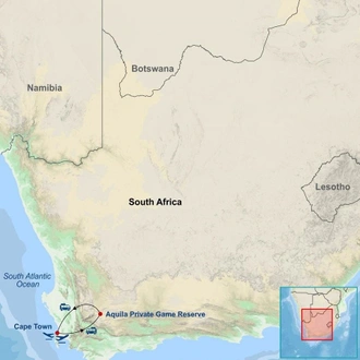 tourhub | Indus Travels | Classic Cape Town and Safari | Tour Map