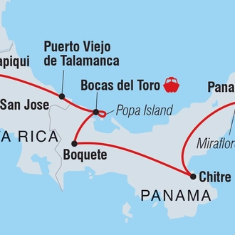 tourhub | Intrepid Travel | Costa Rica & Panama Discovery | Tour Map