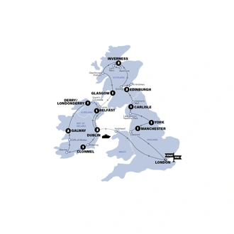 tourhub | Contiki | Great Britain & Ireland | Classic | Winter | 2024/2025 | Tour Map