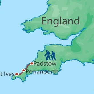 tourhub | Walkers' Britain | South West Coastal Path: Padstow to St Ives | Tour Map