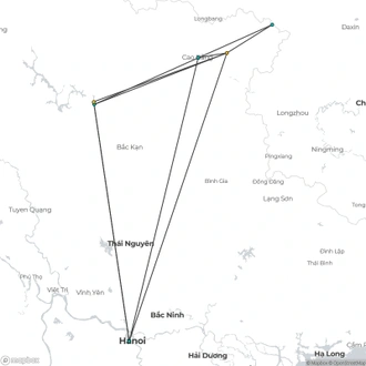 tourhub | Mr Linh's Adventures | Cao Bang - Ba Be National Park adventure trek 5 days 4 nights | Tour Map