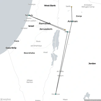 tourhub | Consolidated Tour Operators | Jordan Classic from Israel | Tour Map