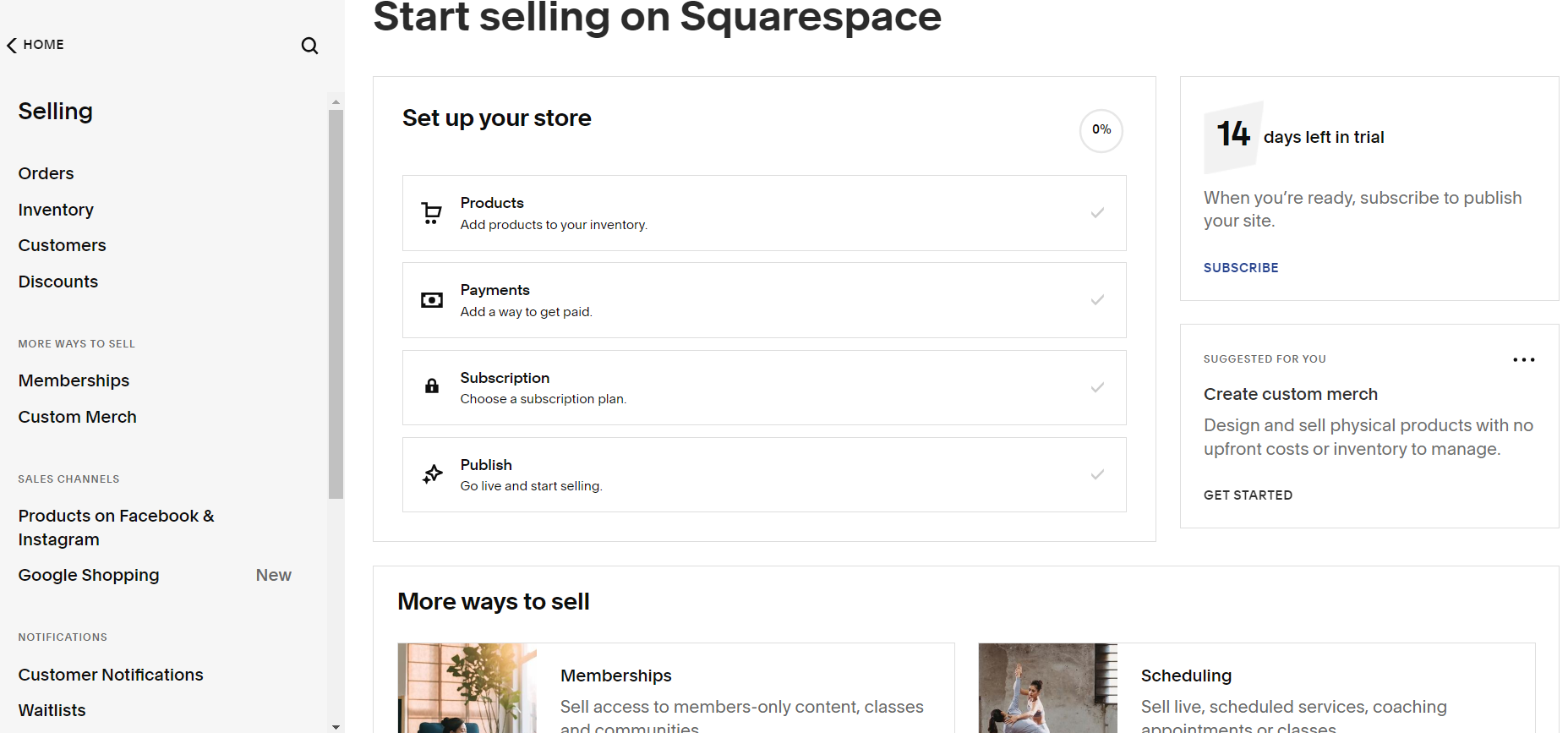 selling on squarespace