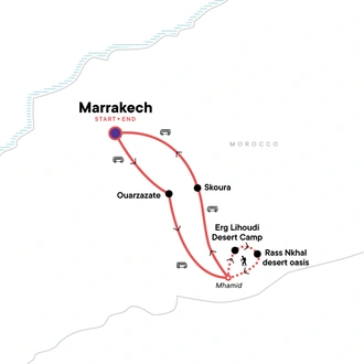 tourhub | G Adventures | Morocco: Marrakech & The Sahara | Tour Map