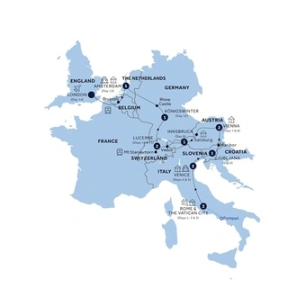 tourhub | Insight Vacations | Splendid Europe - Return Eurostar, Classic Group | Tour Map