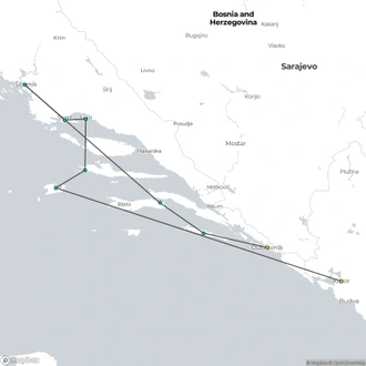 tourhub | CroisiEurope Cruises | Croatia and Montenegro (port-to-port cruise) | Tour Map