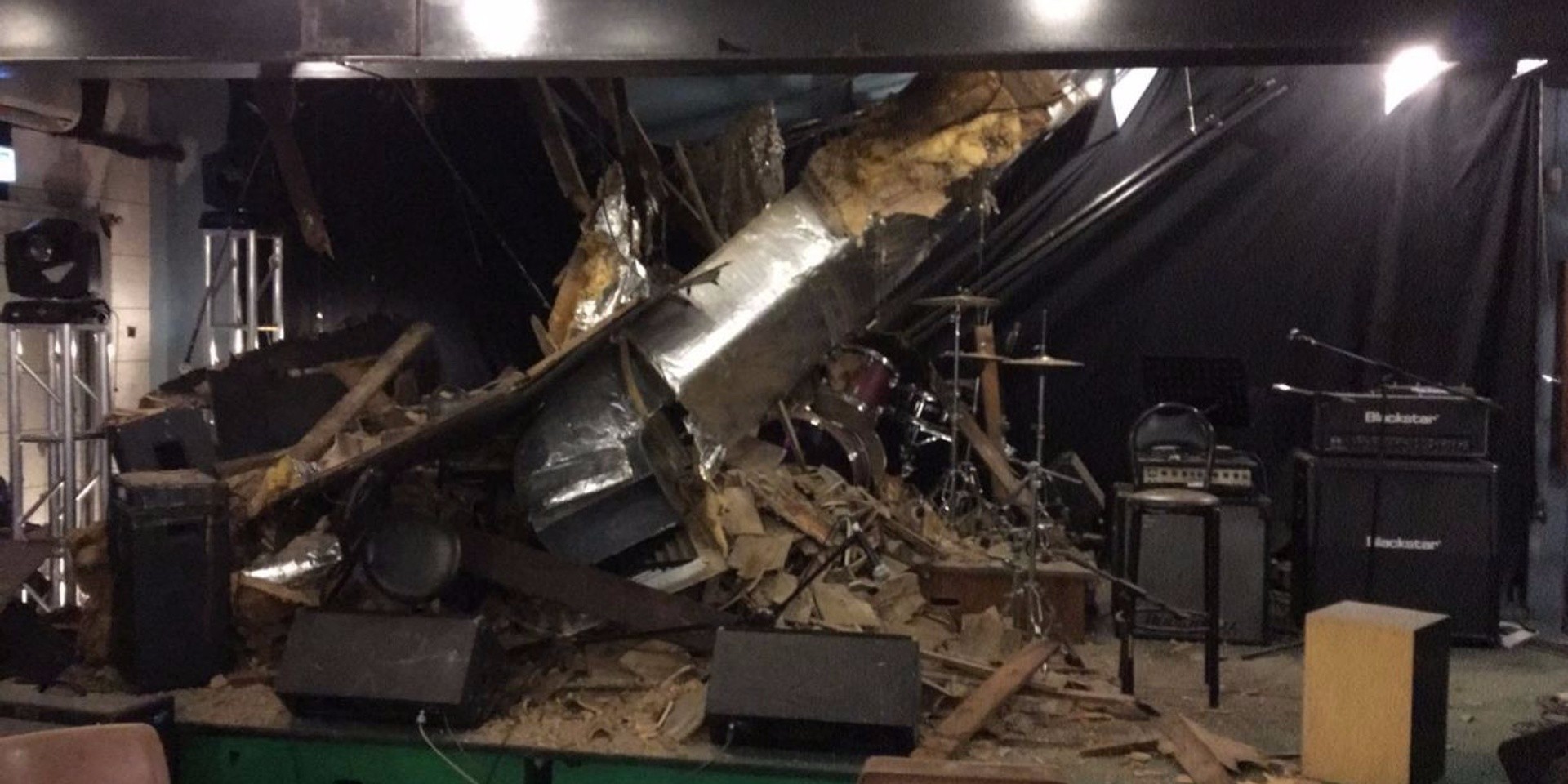 Ceiling collapses in Hong Kong music venue Warehouse, gear damaged