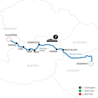 tourhub | Avalon Waterways | Danube Dreams (Westbound) (Visionary) | Tour Map