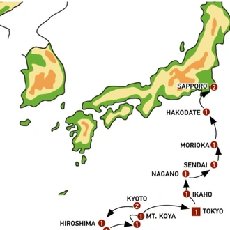 tourhub | Europamundo | Japanese Scenes end Sapporo | Tour Map