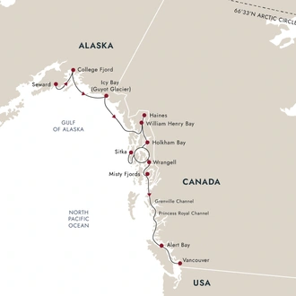 tourhub | HX Hurtigruten Expeditions | Wilderness, Glaciers & Culture | Southbound | Tour Map