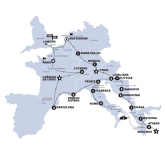 tourhub | Contiki | EUROPEAN ADVENTURER 2025 Plus | Tour Map