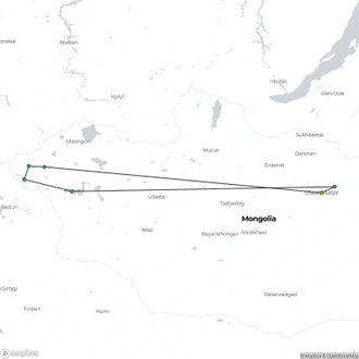 tourhub | YellowWood Adventures | Mongolia Sagsai Eagle Festival | Tour Map