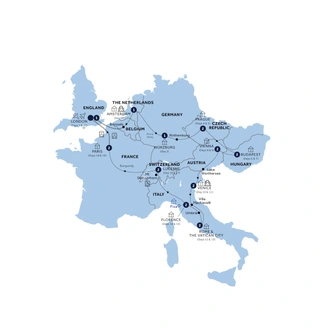 tourhub | Insight Vacations | Romantic European - Start London, Return Eurostar, Small Group | Tour Map