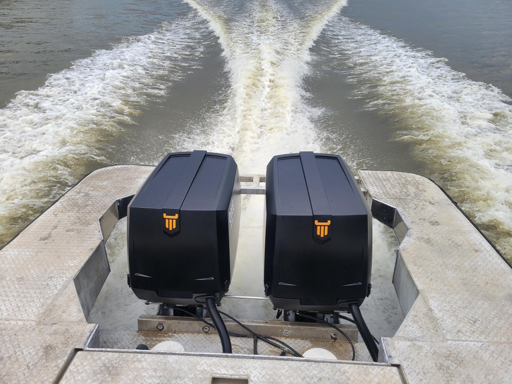 OXE300 diesel outboards on boat