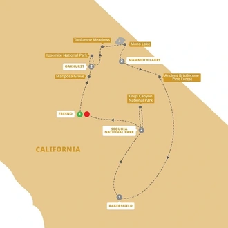 tourhub | Trafalgar | California High Country Adventure | Tour Map