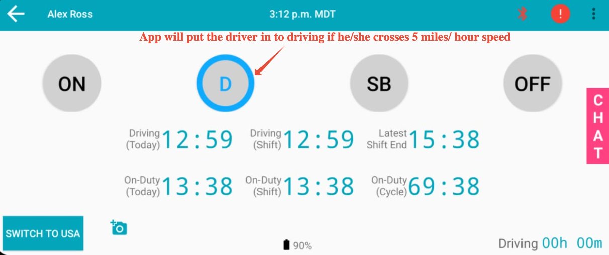 Driver Page - Navigating through the Switchboard Driver Application