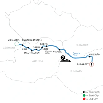 tourhub | Avalon Waterways | Active & Discovery on the Danube with 1 Night in Budapest (Eastbound) (Illumination) | Tour Map