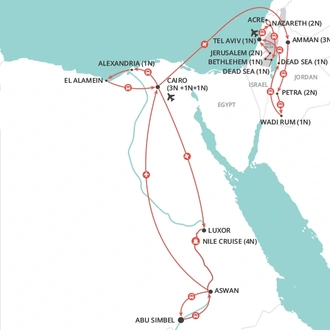 tourhub | Wendy Wu | Egypt, Jordan and Israel Explored | Tour Map