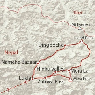 tourhub | World Expeditions | Mera & Island Peak via Amphu Labsta | Tour Map