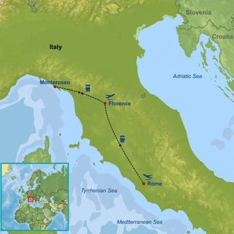 tourhub | Indus Travels | Jewels of Italy and Cinque Terre by Rail | Tour Map