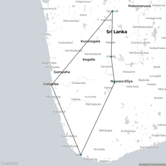 tourhub | Aitken Spence Travels | Blissful Sri Lanka - Free Upgrade to Private Tour Available | Tour Map