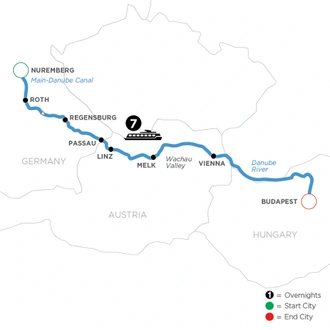 tourhub | Avalon Waterways | The Legendary Danube (Illumination) | Tour Map