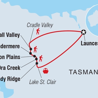 tourhub | Intrepid Travel | Trek the Cradle Mountain Overland Track  | Tour Map