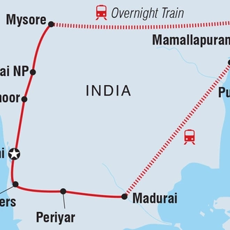 tourhub | Intrepid Travel | Southern India | Tour Map