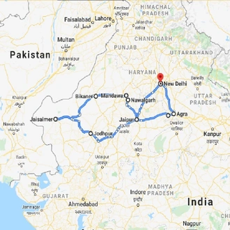 tourhub | Holidays At | Classic Rajasthan Tour | Tour Map