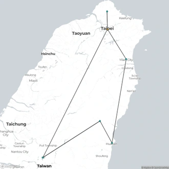 tourhub | Crooked Compass | Land of Jade &#038; Tea &#8211; Active Taiwan | Tour Map