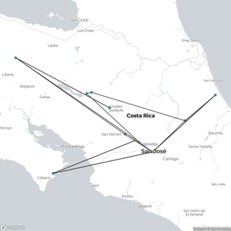 tourhub | Today Voyages | Costa Rica Program + Ext Tambor | Tour Map