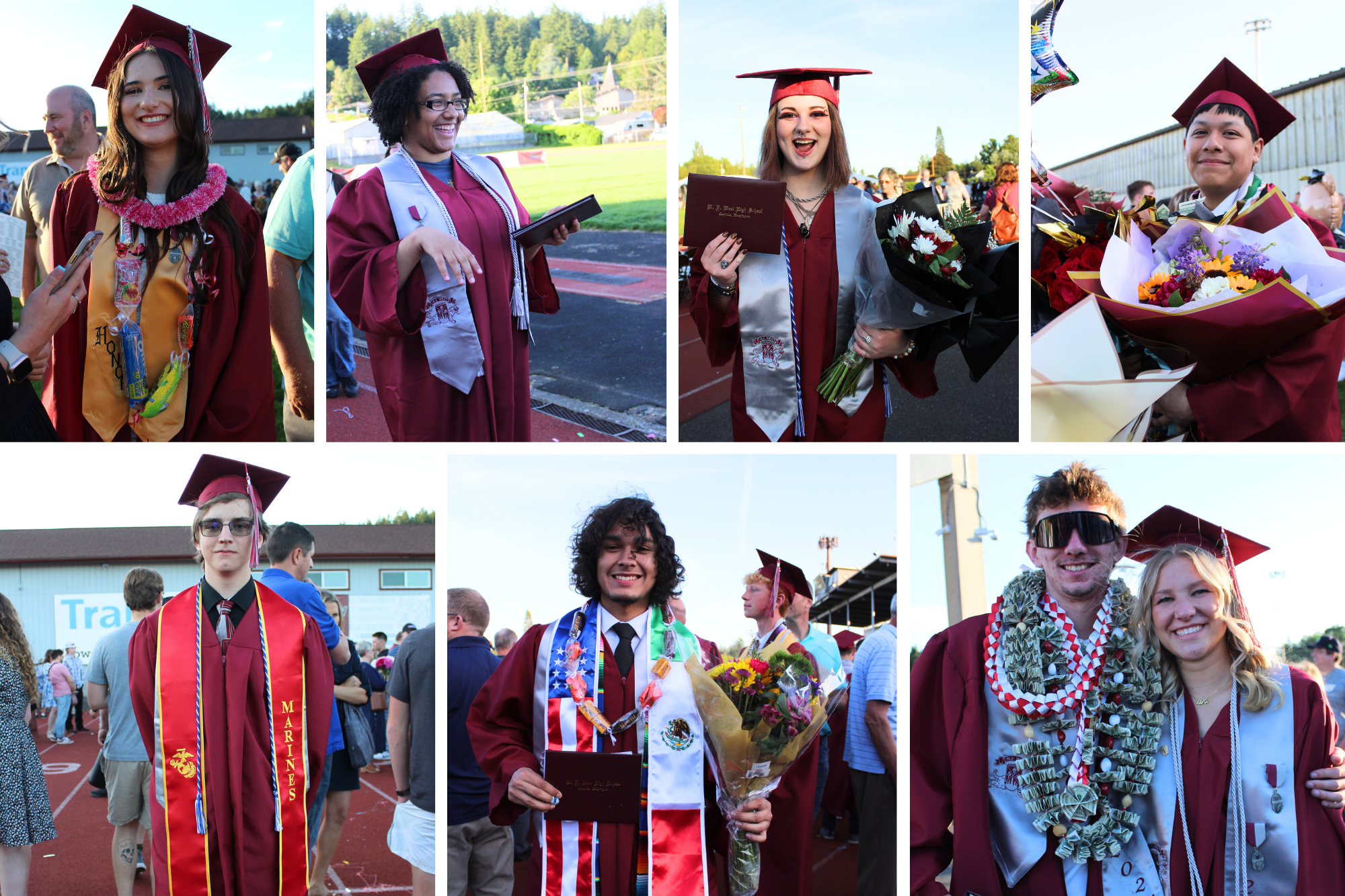 Photos of various graduates at the 2024 W.F. West High School commencement