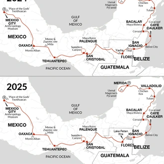 tourhub | Explore! | Contrasts of Mexico + Yucatan Peninsula Extension | Tour Map