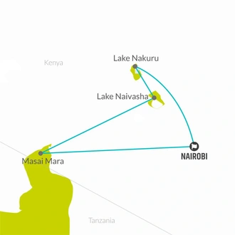 tourhub | Bamba Travel | Lakes & Masai Mara Interactive Safari 5D/4N (Masai Mara, Lake Nakuru & Lake Naivasha) | Tour Map