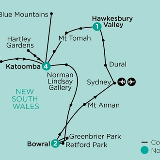 tourhub | APT | Cool-Climate Gardens in the Blue Mountains & Southern Highlands in Autumn | Tour Map