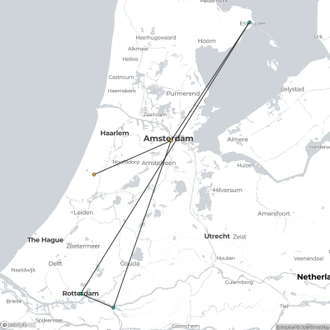 tourhub | Riviera Travel | Amsterdam, Kinderdijk and the Dutch Bulbfields River Cruise - MS Geoffrey Chaucer | Tour Map