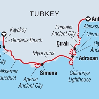 tourhub | Intrepid Travel | Walk the highlights of the Lycian Way | Tour Map