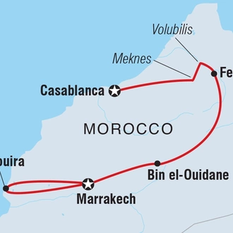 tourhub | Intrepid Travel | Premium Morocco Highlights with Essaouira | Tour Map