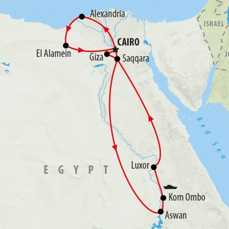 tourhub | On The Go Tours | Alexandria & Ancient Egypt with Cruise - 13 days | Tour Map