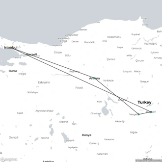 tourhub | ESKAPAS | Istanbul - Ankara - Cappadocia | 7 Days | Tour Map