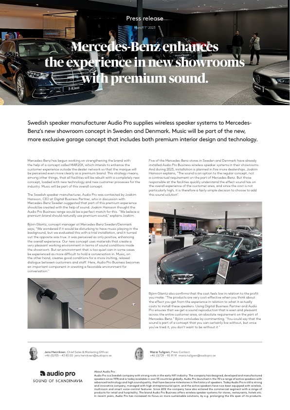 Press release English, Audio Pro Business, Mercedes-Benz