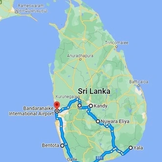 tourhub | Sign of Lanka | 7 Nights 8 Days-Muslim Halal tour with Yala National Park & Beach | Tour Map