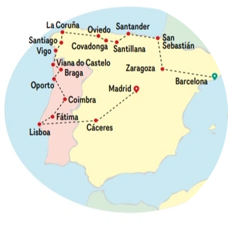 tourhub | VPT TOURS | 12 Days North Spain & Lusitania (Sundays) | Tour Map