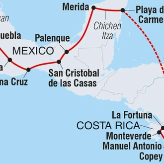 tourhub | Intrepid Travel | Best of Mexico & Costa Rica | Tour Map