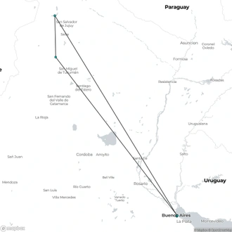 tourhub | Tangol Tours | Buenos Aires, Puerto Iguazú & Salta - 10 Days | Tour Map