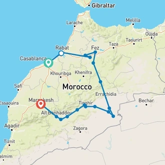 tourhub | Best Tours Morocco | Majestic Morocco: A 7-Day Journey from Casablanca to Marrakech | Tour Map