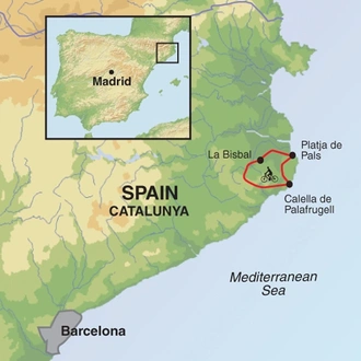 tourhub | Exodus | Contrasts of Catalonia (Catalunya) Cycling | Tour Map